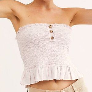 Free People White Smocked Tube Top